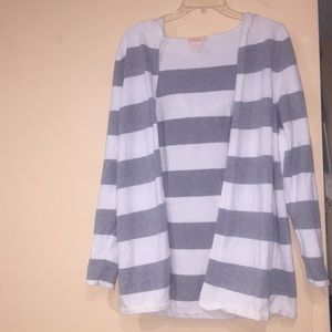 Sweet Romeo Gray and White striped cardigan hoodie